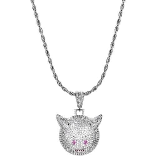 European and American fashion high-quality cat demon micro-inlaid zircon sweater chain pendant women/girl wedding party jewelry