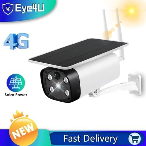 4G Sim Card IP Camera Solar Panel 1080P HD Night Vision Outdoor CCTV Security Battery Camera Weatherproof Wireless Network