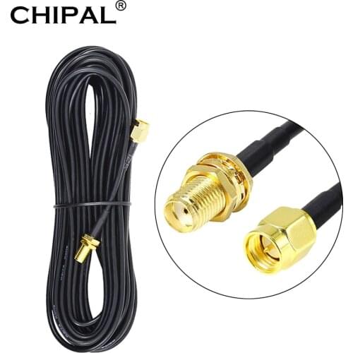 CHIPAL 10M 15M 20M RG174 Feeder Wire SMA Male to Female Antenna Extension Cable for Coax Coaxial WiFi Network Card Router Bridge