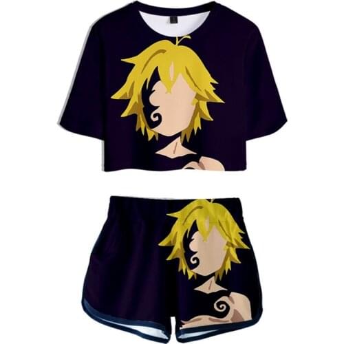 Anime The Seven Deadly Sins Cosplay Costumes Ban Elizabeth Shirt Shorts T-Shirts Tees Sportwear Suits Women Girls Clothing