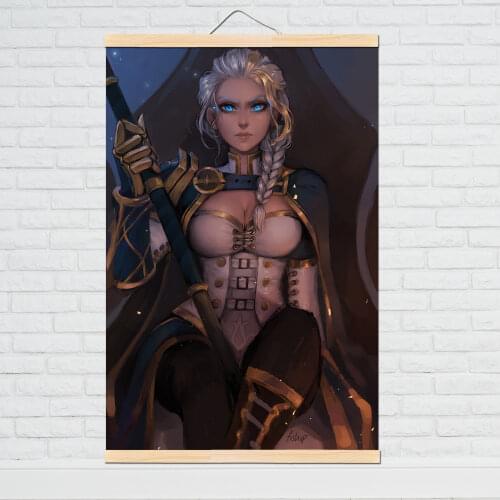 World of Warcrafts Lich King HD canvas poster decoration painting Sylvanas Windrunner Jaina hanging wood scroll painting
