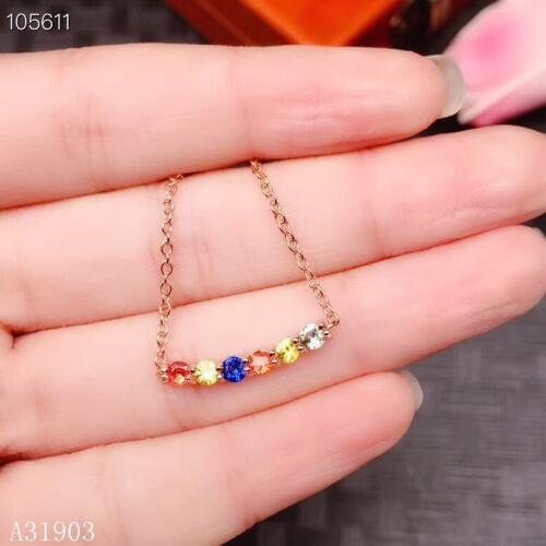 KJJEAXCMY boutique jewelry 925 sterling silver inlaid natural color sapphire female necklace pendant support test