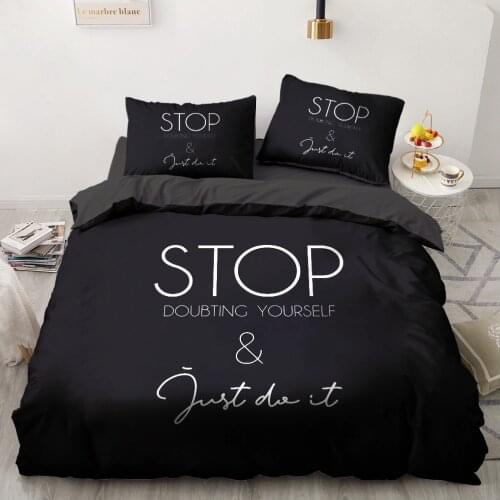 3D Printed Custom Simple Letter Black King Queen Full Twin Duvet Cover Set Quilt Covers Comforter Case Bedding Set Home Textile