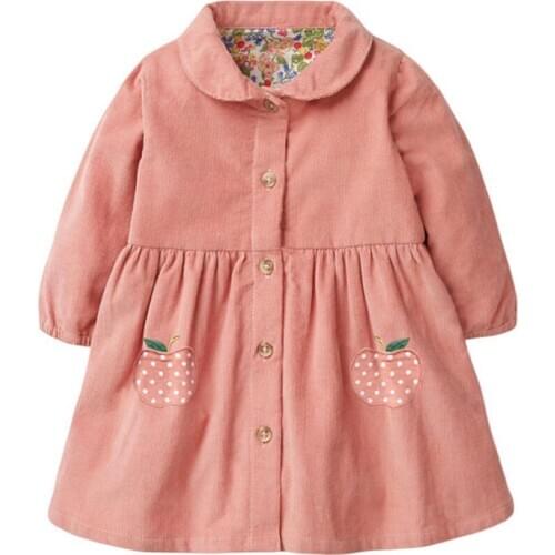 Little Maven Kids Brand Autumn Childrens Dress Baby Girl Clothes Cotton Fruit Hedgehog Applique Toddler Girl Dresses S0839