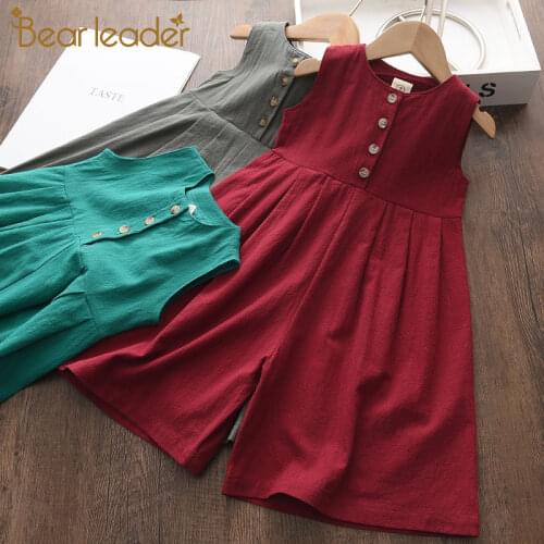 Menoea Baby Clothes Kids Girls Jumpsuits 2021 New Fashion kids Casual Bodysuits Children Solid Costumes Sleeveless Clothing 3-7Y