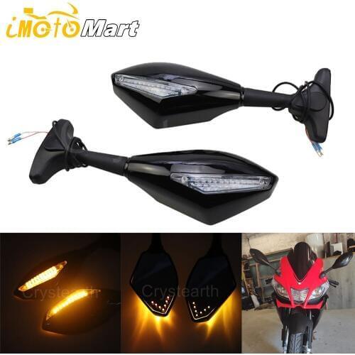Motorcycle LED Turn Signals Rear View Side Mirrors For Honda CBR 600 1000 RR F3 F4 Suzuki GSXR600 750 SV650S Yamaha YZFR6 FZ1
