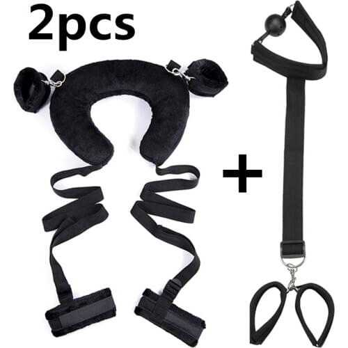 2pcs BDSM Bondage Set Neck Pillow Ankle Cuffs Mouth Gag Slave Restraint Adult Sex Toys For Woman Couples Handcuffs Sex Products