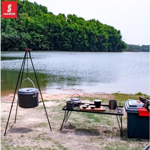 Outdoor campfire tripod 3 section camping supplies portable hanging pot picnic barbecue bracket aluminum alloy