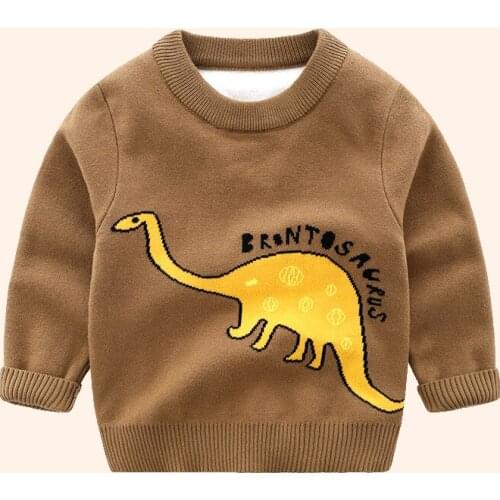 New Autumn Sweater Boy Cartoon Dinosaur Round Neck Pullover Sweater
