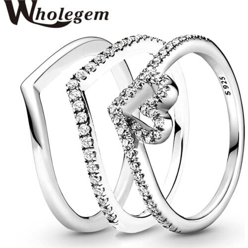 WHOLEGEM 2020 new Minnie pop simple fashion odd romantic charm transparent zircon wedding ring engagement jewelry