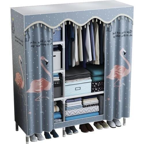 Simple wardrobe household bedroom simple modern cloth wardrobe dormitory strong and durable steel pipe wardrobe