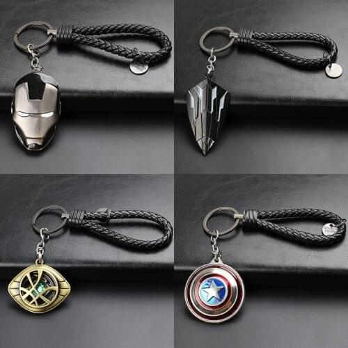 Marvel Anime Figure Keychain Strap Luxury Iron Man Captain America Mask Periphery Key Chain Metal Series Keychains Gift for Boy