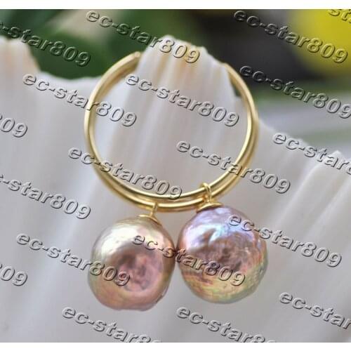 Z11180 14mm Peacock-Lavender Round Edison Keshi Pearl Dangle Earring 925Silver Fine Women Fine Jewelry