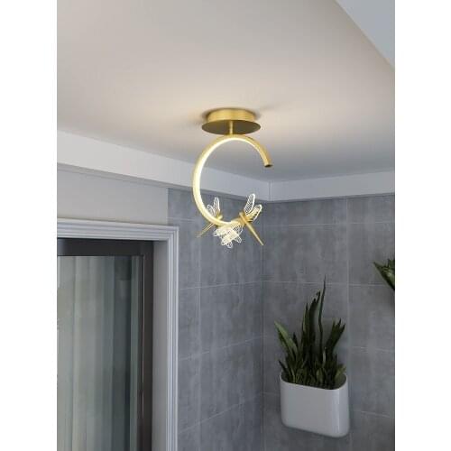 Modern Minimalist Corridor Aisle Light Creative Nordic Cloakroom Balcony Restaurant LED Gold/Black Dragonfly Ceiling light Iron