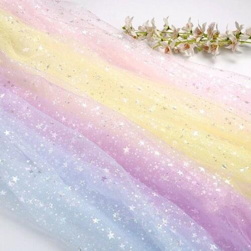 1M Glitter Star Printing Tulle Fabric 160cm Width For Girls Summer Dress Princess Dress Handmade DIY Clothing Decoration Fabric