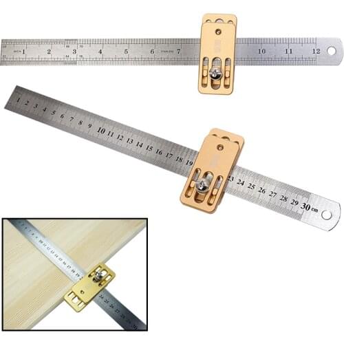 Woodworking Angle Scribing Steel Ruler Positioning Block Scriber Line Drawing Marking Gauge for Carpentry Measuring Tool
