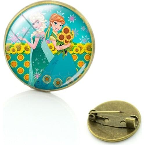 Disney Vintage Boutique Brooch Animation Aisha Princess Fashion Pin Round Glass Exquisite Animated Character Jewelry Brooch