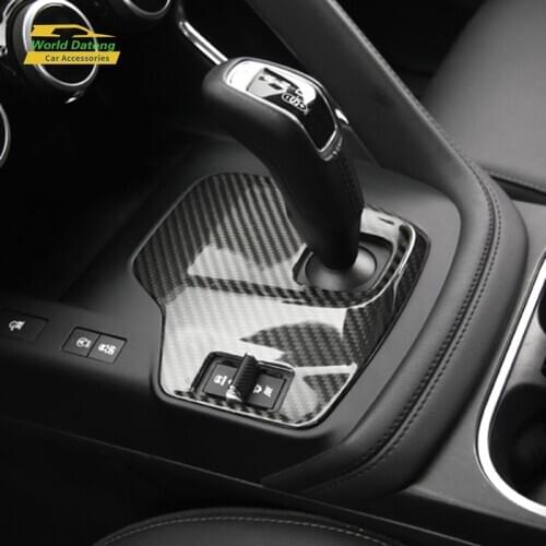 Car Carbon fiber Drawing Transmassion Shift Gear Panel Cover Frame Stainless steel Trim For Jaguar E-PACE LHD 2018 2019