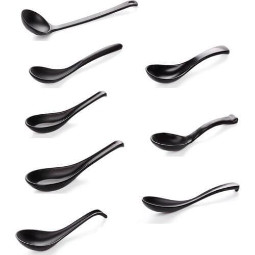Japanese 1Pc Black Matte Spoon Chinese Soup Spoon Round Anti-Fall Earl Scoop Scoop Thick Cooking Meal Food Spoon Dinnerware