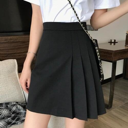 Oversized Pleated Skirt Womens 2021 Spring/Summer A- line Short Skirt Woman Skirts Faldas Jupe