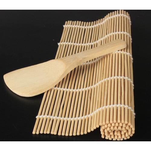 1Pcs Sushi Curtain Rolling Mat Sushi Spoon DIY Onigiri Rice Roller Kitchen Gadgets Cooking Accessories Bamboo Sushi Maker Tools