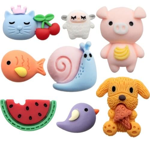20pcs Cute Animal Angels Animal Flatback Resin Acrylic 3d Cabochon for Scrapbook Kawaii DIY Embellishments Accessories