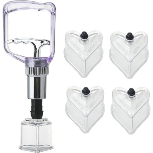 4 Pcs Love Shape Plastic Vacuum Cups Suction Cups Cupping Device Cupping Massage Therapy Hijama Cup Cupping Cans Jars