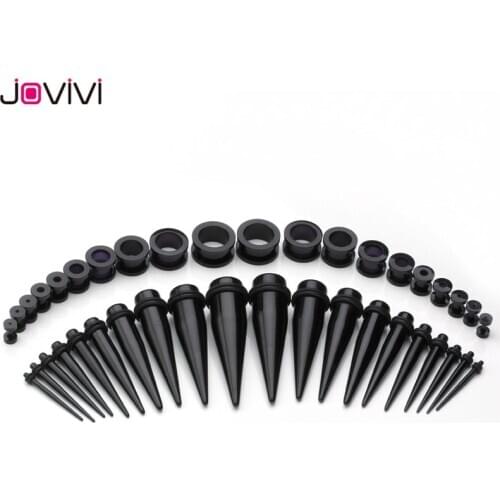 Jovivi 40pcs Stainless Steel Ear Expander Taper Single Flared Flesh Ear Stretcher Tunnels Plug Gauges Kit Body Piercing Jewelry