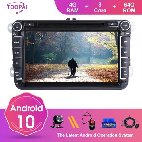 TOOPAI Android 10 Car Multimedia Player For VW/Volkswagen/Golf/Polo/Tiguan/Passat/Skoda/Octavia Auto Radio GPS Navigation SWC