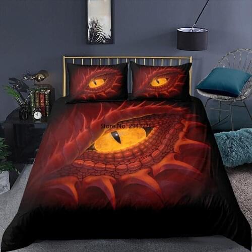Animal Beast Eyes White Bed Linen Euro 3D Print Duvet Case Pillowcase Bedding Set 2/3pcs Quilt Cover 220x240 Microfaber For Boys