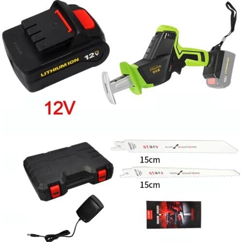 12V/21V Cordless Reciprocating Saw +4 Saw blades Metal Cutting Wood Tool Portable Woodworking Cutters With 1 Battery New