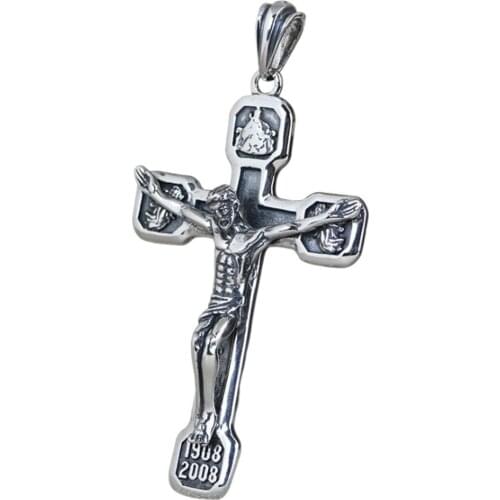 BOCAI New real S925 pure silver jewelry vintage Thai silver mens Jesus cross pendant solid 925 silver man pendant