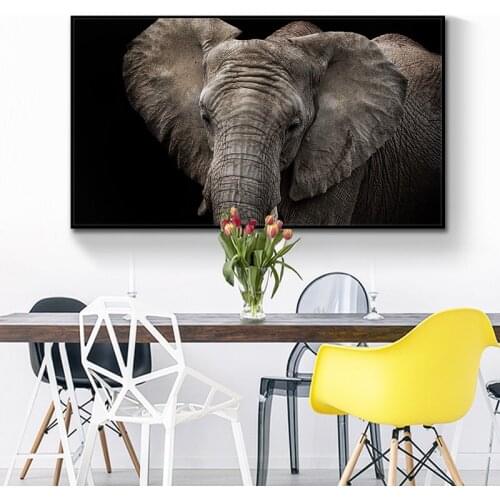 Black and White Wild Africa Animal Art Elephant Canvas Painting Posters and Prints Cuadros Wall Art Picture for Living Room Deco