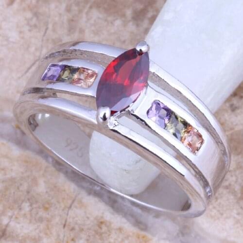 Marvelous Fake Three-piece Multicolor Multigem Silver Plated Ring Size 6 / 7 / 8 / 9 R1578