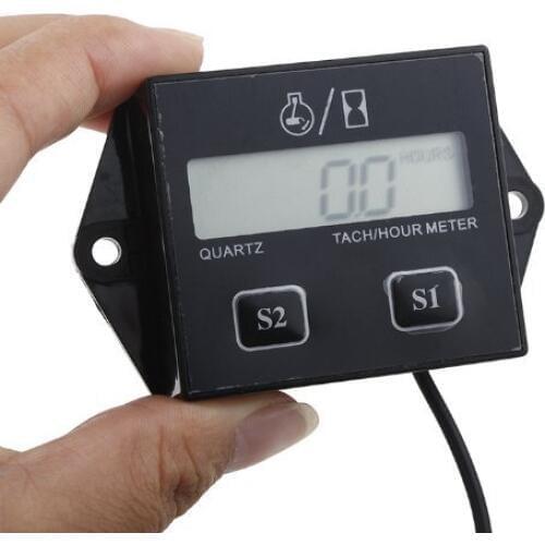 Digital Motorcycle Tachometer Motor Boat Engine Electronic Tachometer Built in Battery Tach Hour Meter LCD Display