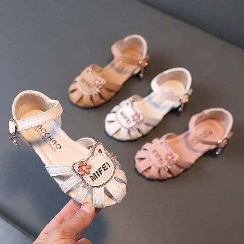 CUZULLAA Children Summer Sandals 1-12 Years Girls Princess Soft Sole Dress Shoes Baby Toddler Cute Cat Beach Sandals Size 21-36