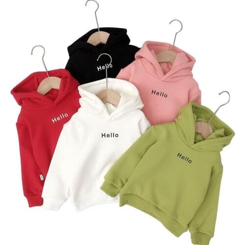 Kids Hoodies for Boys Girls Letter Print Sweatshirt Autumn Solid Color Hooded Hoodie Children Clothes Toddler Casual Sweatshirts