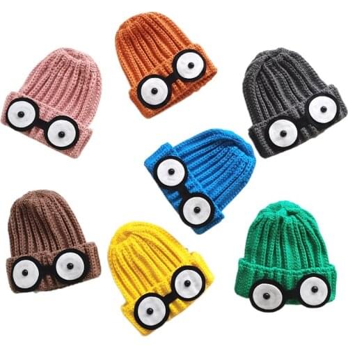 Black And White Childrens Autumn And Winter Hats Knitted Hats Boys And Girls Warm Hats Big Stretch Cartoon Woolen Hats