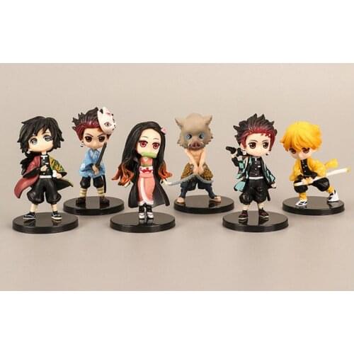 1set Anime Demon Slayer Figure Kamado Tanjirou Nezuko Action Figures PVC Model Zenitsu Figurine Inosuke Kimetsu No Yaiba Figura