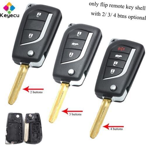KEYECU Replacement Modified Flip Remote Car Key Shell Housing With 2/ 3/ 4 Buttons - FOB for Toyoto Echo Yaria RAV4 Prius C/ V