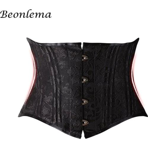 Steampunk Corset Gothic Clothing 24 Steel Bones Waist Cincher Modeling Straps Black Corset Slimming Sheath Girdle Plus Size Sexy