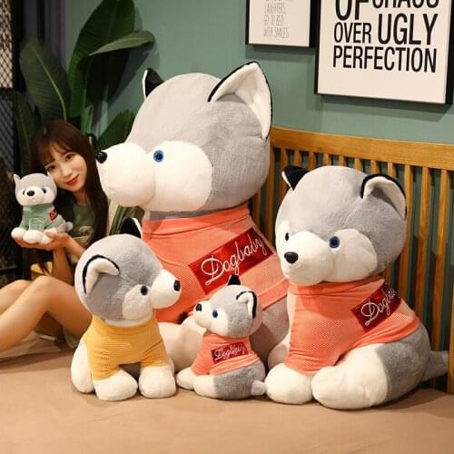 Creative Dressing Husky Soft Animal Plush Stuffed Toy Sleeping Pillow Kawaii Doll for Kids Children Girlfriend Birthday Gifts