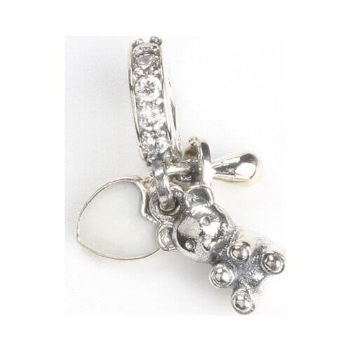 Bewill S925 Sterling Silver Cute Bear Pendant Fit Original Charms Necklace