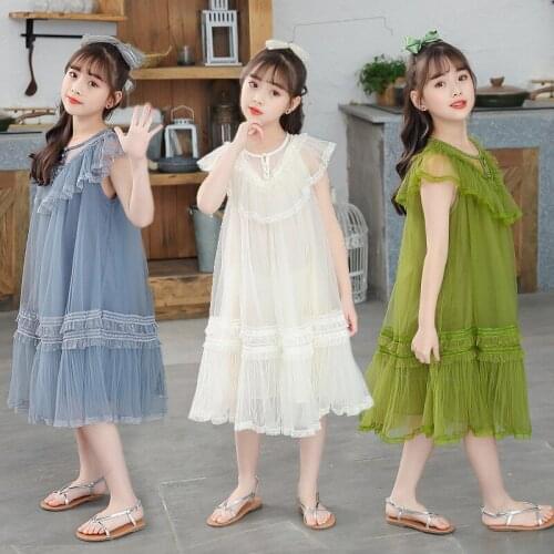 Girls' dresses in summer, new fashion, big childrens Korean fashion, childrens clothing, gauze princess dress