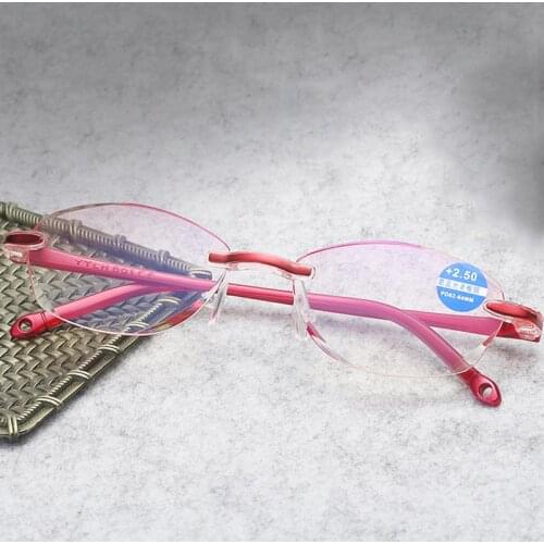 Fashion Reading Glasses Women Ultralight Half Frame Presbyopic Glasses Anti Blue Light Eyeglasses +150 +200