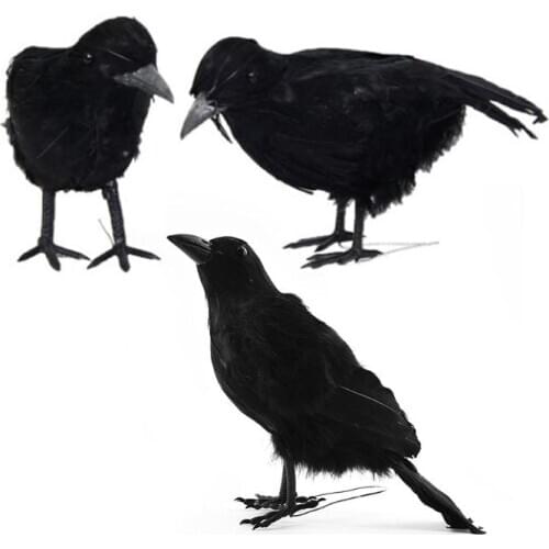 3pcs/set Simulation Crow Halloween Themed Party Ornaments Haunted House Decor