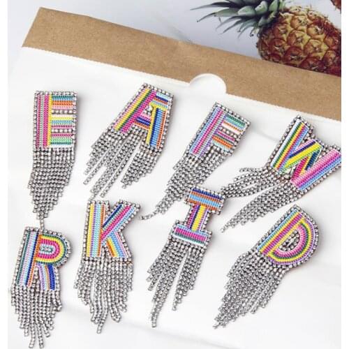 New Color Letters Patch Alphabet Brooch Embroidered Beaded Tassel Applique Diy Name Letters Patches For Clothing Coat, Hat, Bag