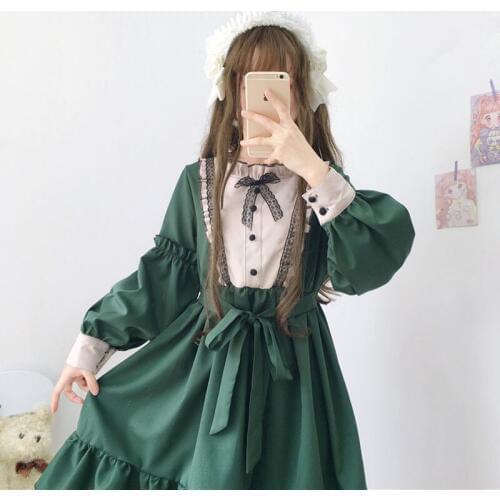 Lolita dress Sweet College School Cute Girls Lolita Maid clothes Lolita Anime Cosplay Costume For Women Tea dress Cocktail dress