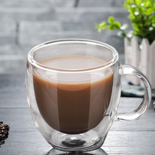 Transparent Glass Coffee Cup Milk Whiskey Tea Beer Double Creative Heat-resistant Healthy Environmental Protection Glass B200130