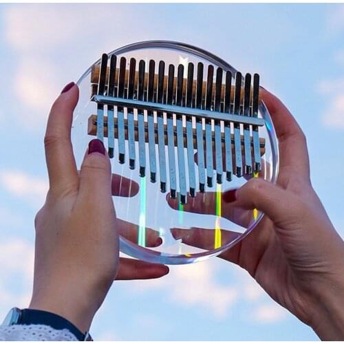 Transparent Crystal Kalimba 17 Key Acrylic Finger Thumb Piano Musical Instrument with Tuner Hammer Kalimba Case for Beginner